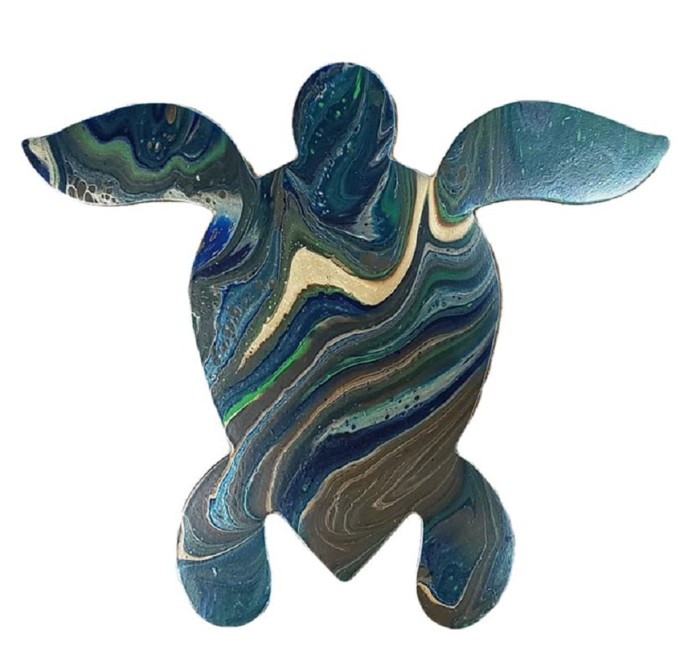 Basic Shape Sea Turtle MDF Cutout Silhouette Style 3 - Unfinished For DIY