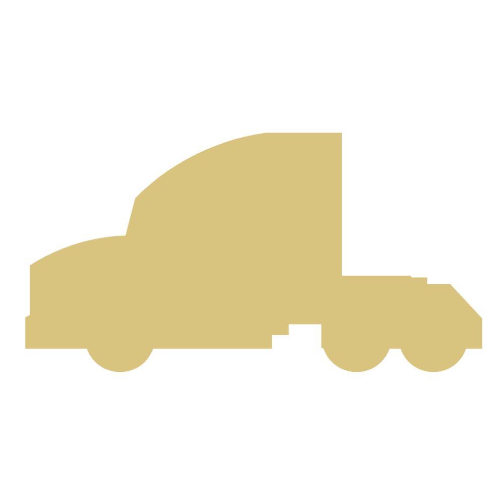 Basic Shape Semi Trailer Truck MDF Cutout Silhouette - Unfinished For DIY