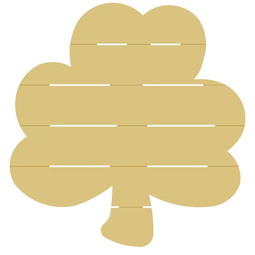 Basic Shape Four Leaf Clover MDF Cutout Shiplap Lines - Unfinished For DIY