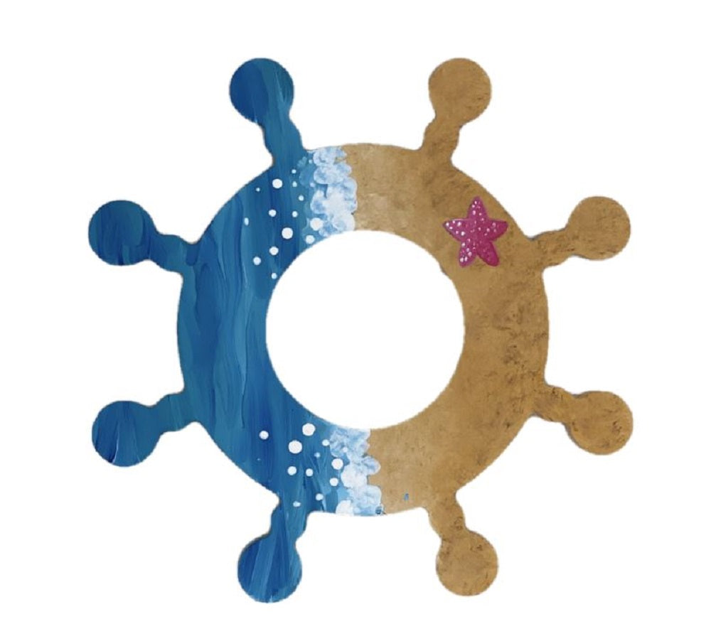 Basic Shape Ship Wheel MDF Cutout Silhouette Style 2 - Unfinished For DIY