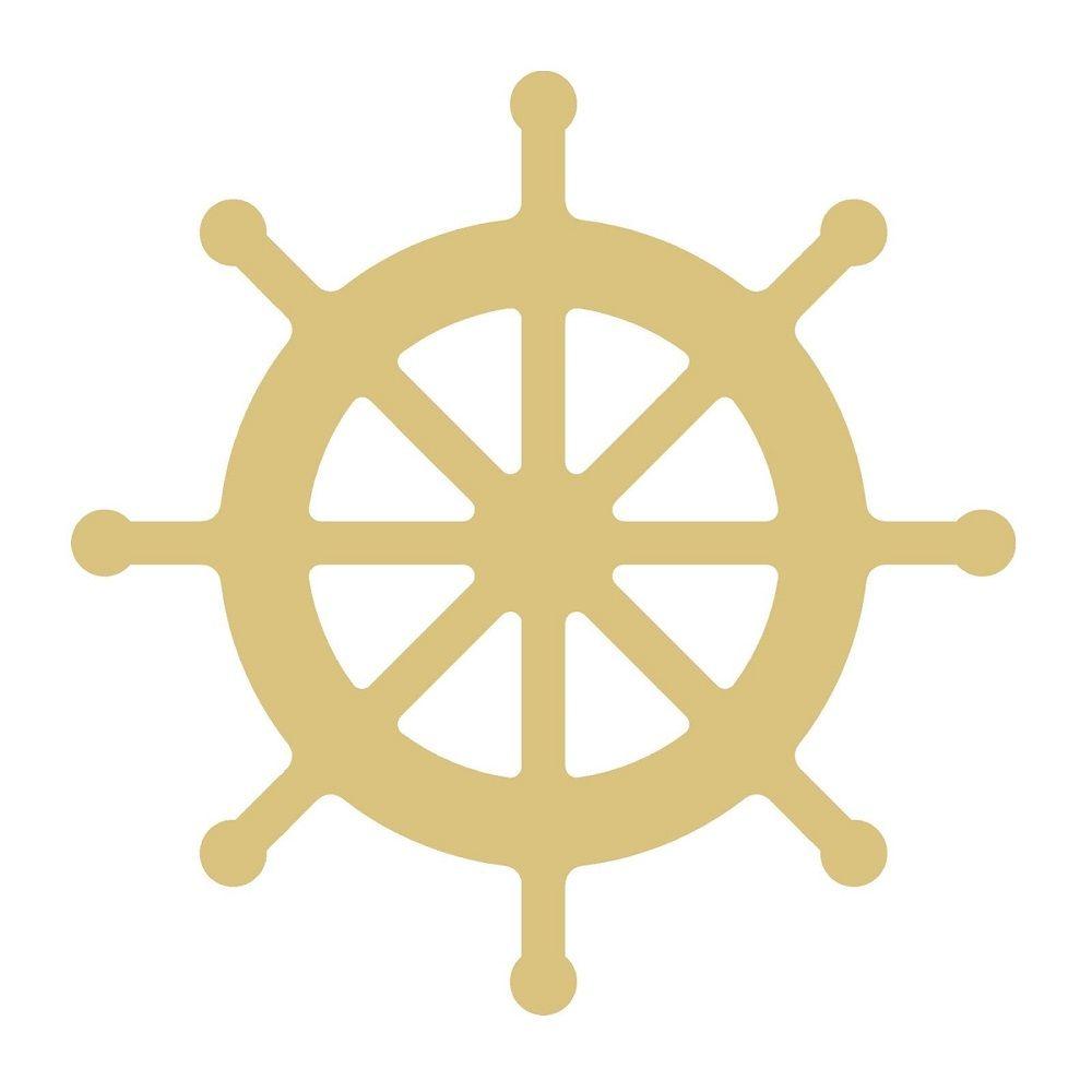 Basic Shape Ship Wheel MDF Cutout Silhouette Style 4 - Unfinished For DIY