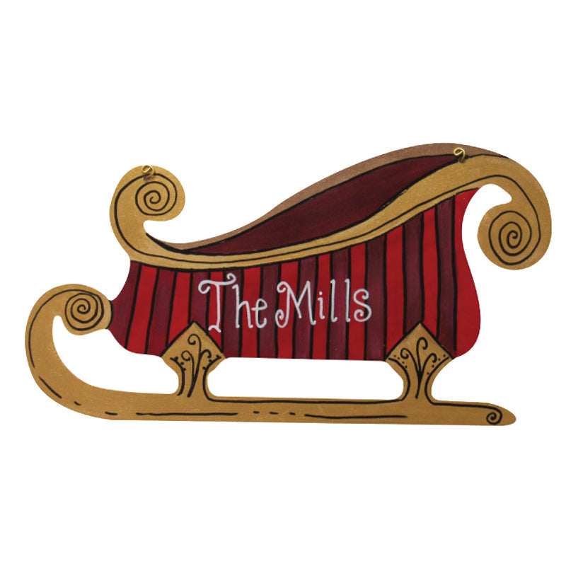 Basic Shape Sleigh MDF Cutout Christmas Silhouette - Unfinished For DIY