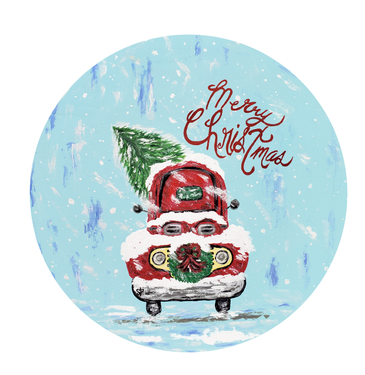 PURVIS FARMS CIRCLE WITH MERRY CHRISTMAS TRUCK AND TREE