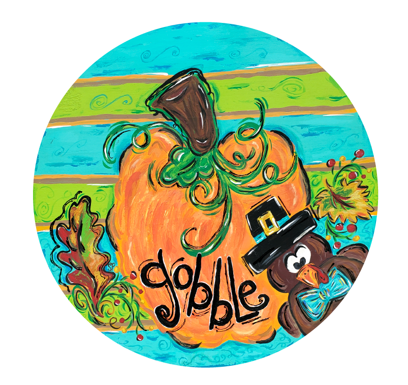 PURVIS FARMS CIRCLE WITH GOBBLE TURKEY AND PUMPKIN