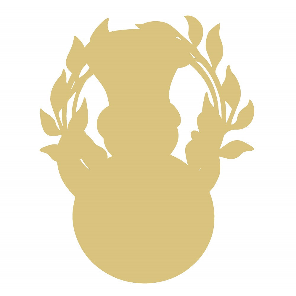 Basic Shape Snowman MDF Cutout Winter Scene Laurel Wreath Silhouette - Unfinished For DIY