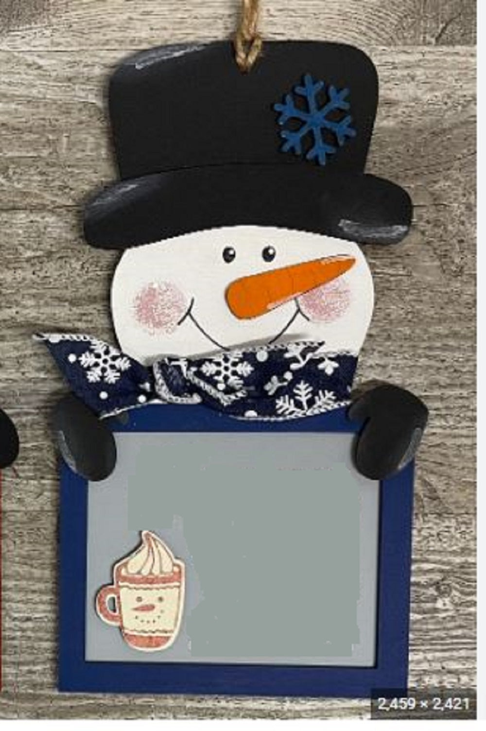 3D Snowman MDF Cutout Holding Sign With Mug - Unfinished For DIY
