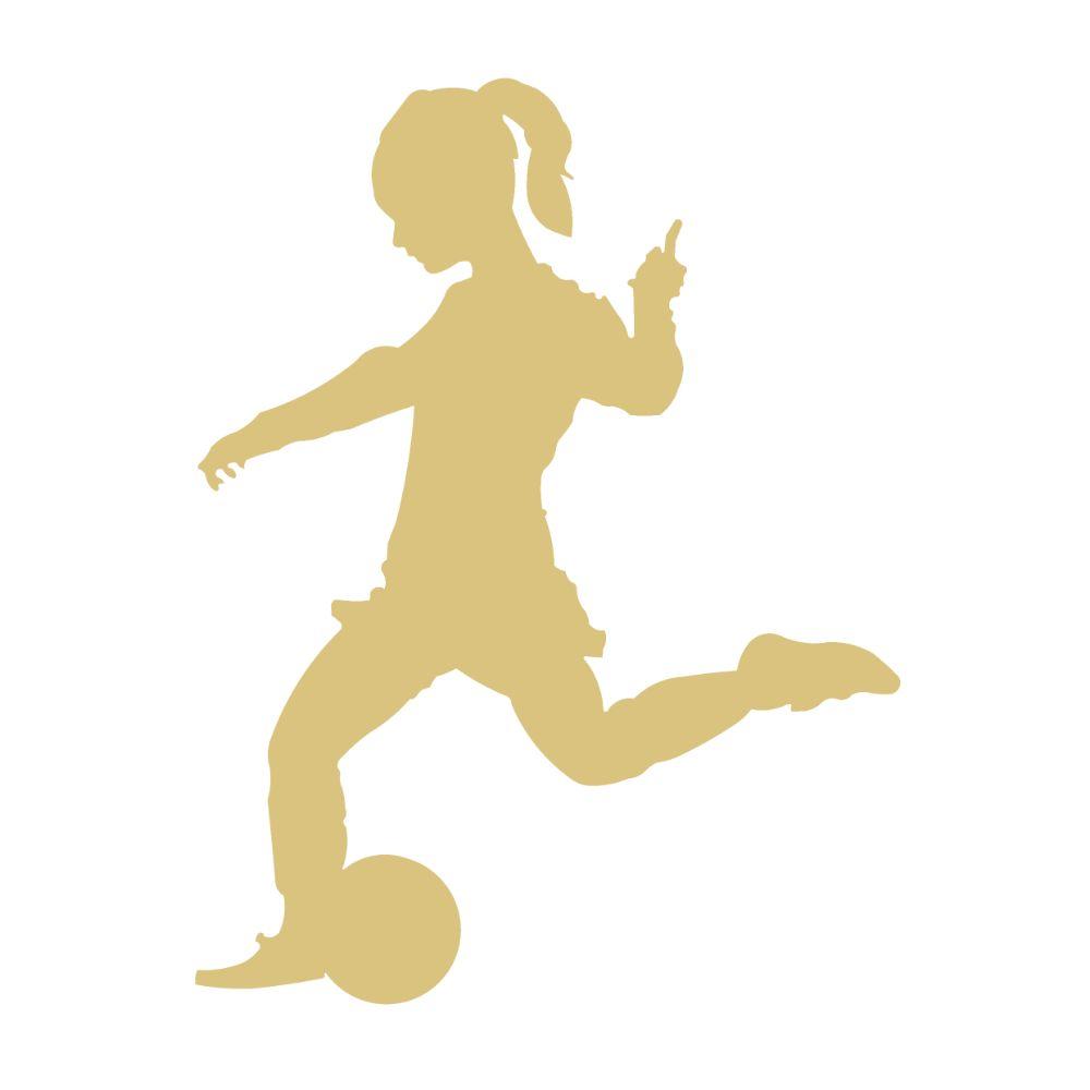 Basic Shape Soccer Player Girl MDF Cutout - Unfinished For DIY