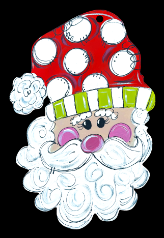 Stacey Phillips STANTA WITH RED HAT AND WHITE CIRCLES GREEN AND WHITE BRIM