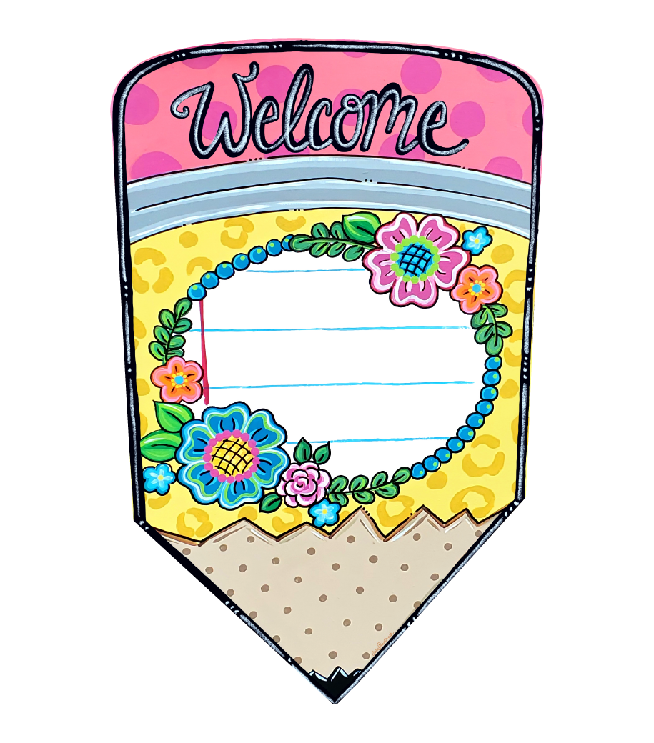 SASSY PAINTBRUSH WELCOME PENCIL WITH CIRCLE PAPER MIDDLE