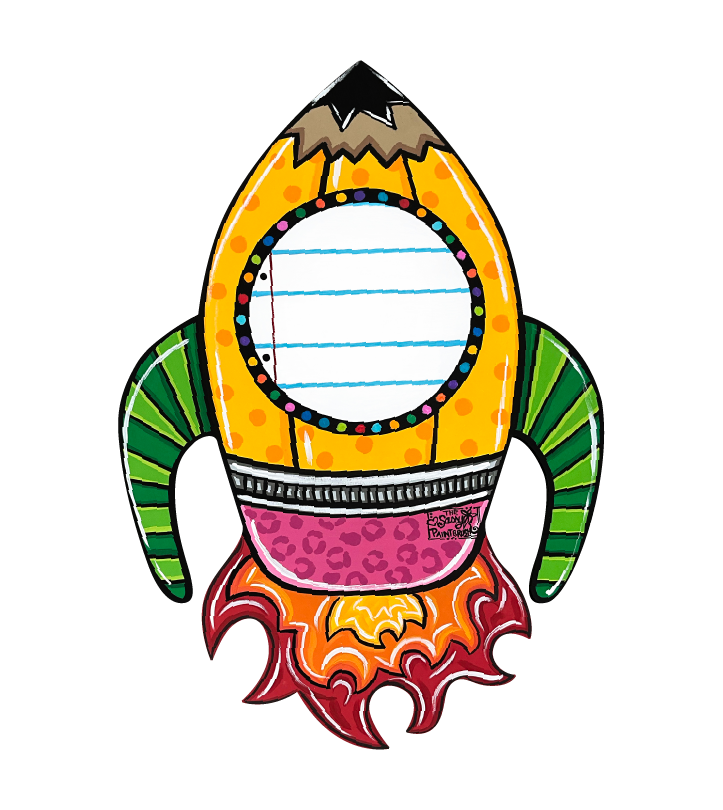 SASSY PAINTBRUSH SCHOOL ROCKETSHIP