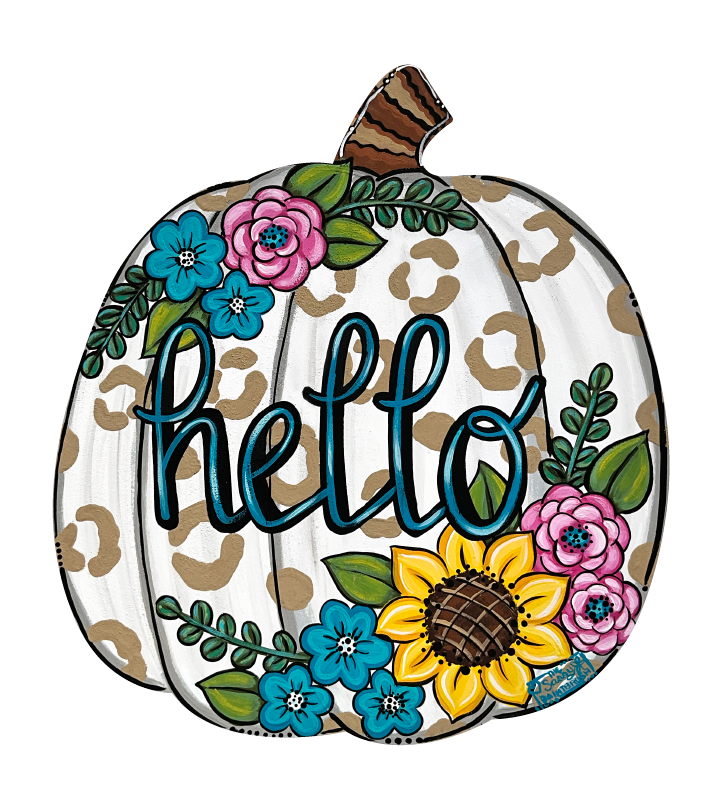 SASSY PAINTBRUSH HELLO PUMPKIN WITH SUNFLOWER