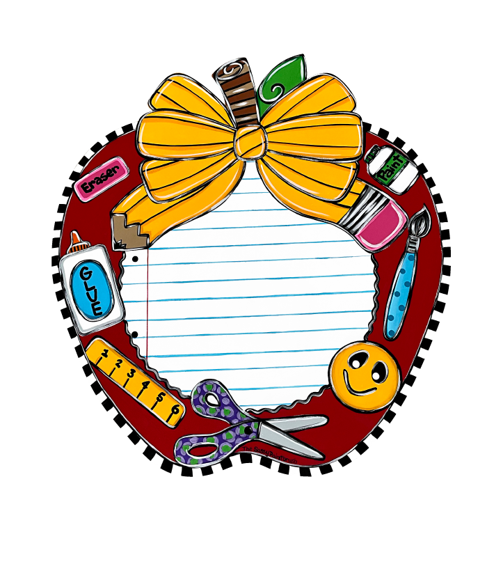 SASSY PAINTBRUSH APPLE WREATH WITH SCHOOL SUPPLIES