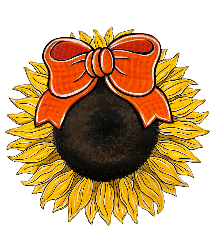 SASSY PAINTBRUSH SUNFLOWER WITH ORANGE RIBBON