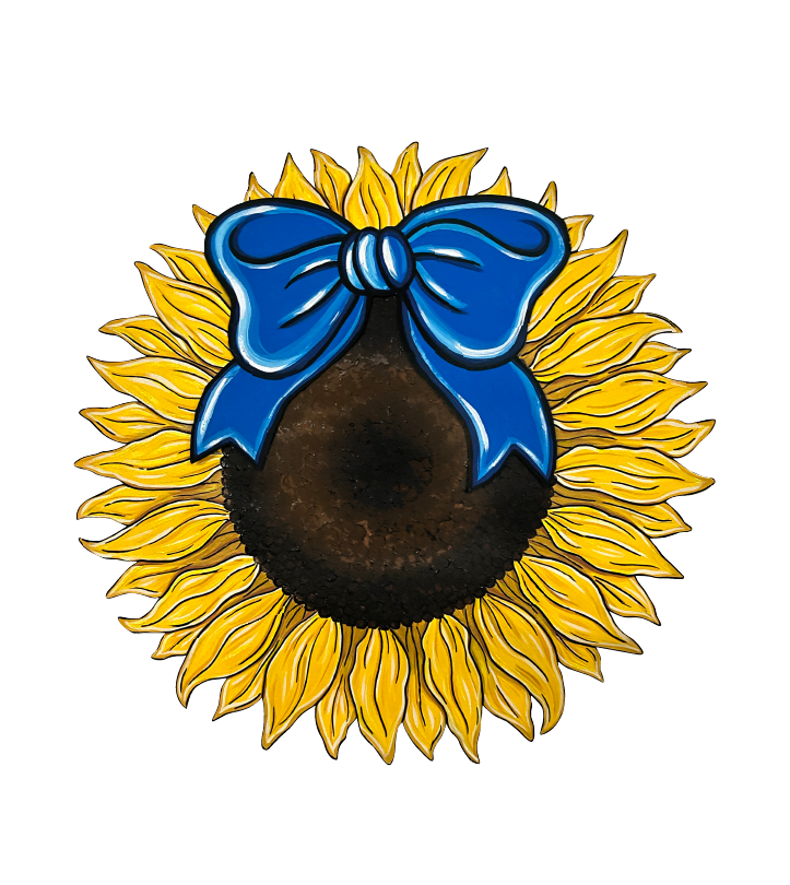 SASSY PAINTBRUSH SUNFLOWER WITH BLUE BOW