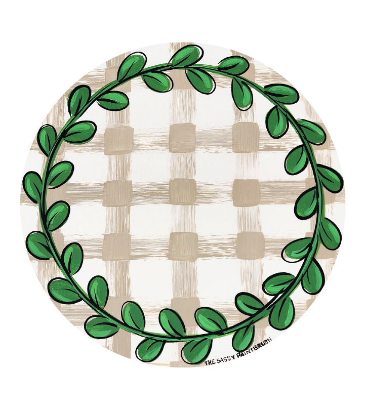 SASSY PAINTBRUSH PLAIN BROWN PLAID WITH GREENERY