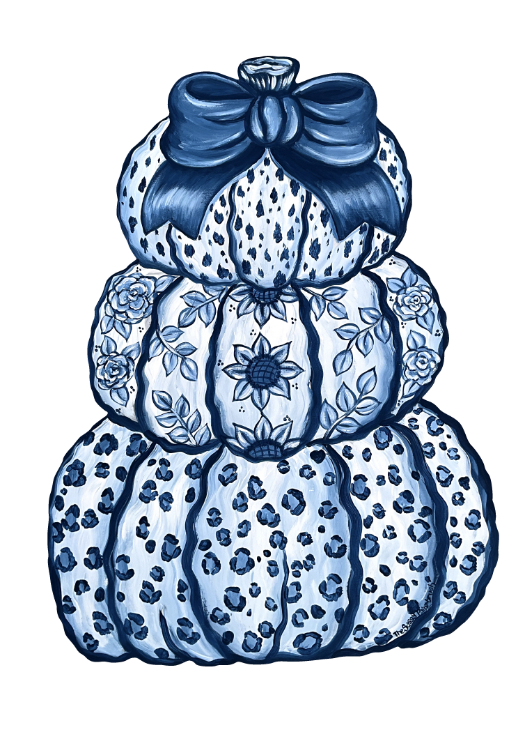 SASSY PAINTBRUSH GINGER JAR STACKED PUMPKINS