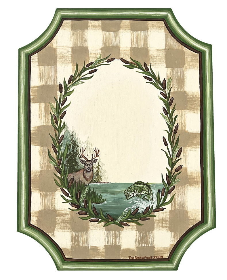 SASSY PAINTBRUSH PLAQUE WITH DEER AND BASS