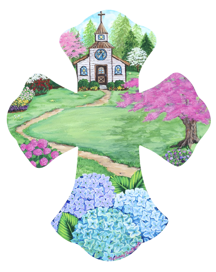 SASSY PAINTBRUSH CROSS WITH CHURCH
