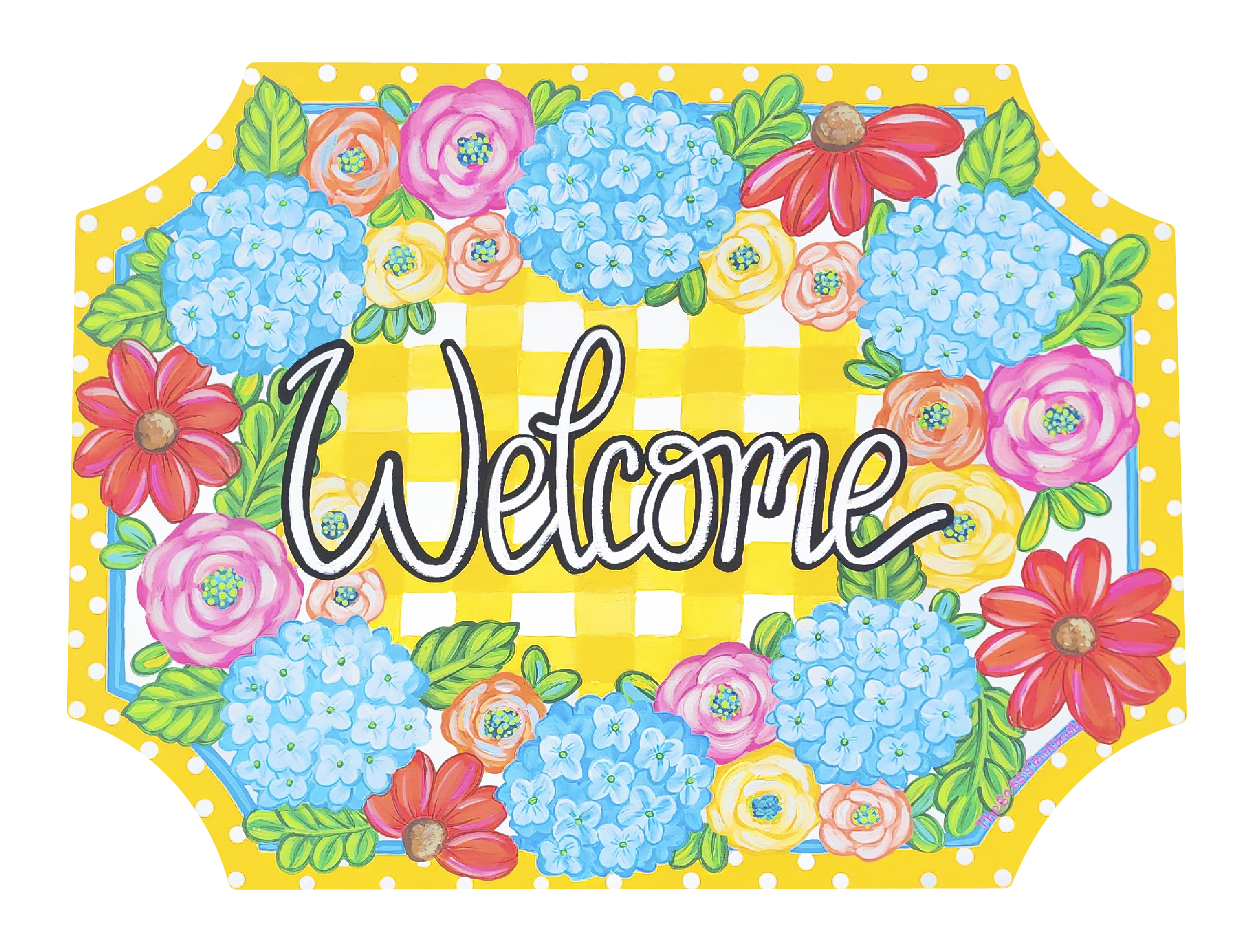 SASSY PAINTBRUSH YELLOW WELCOME PLAQUE