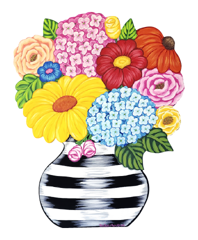 SASSY PAINTBRUSH FLORALARRANGEMENT INSTRIPED VASE
