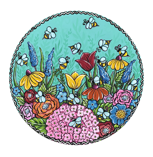 SASSY PAINTBRUSH FLORAL CIRCLE WITH BEES