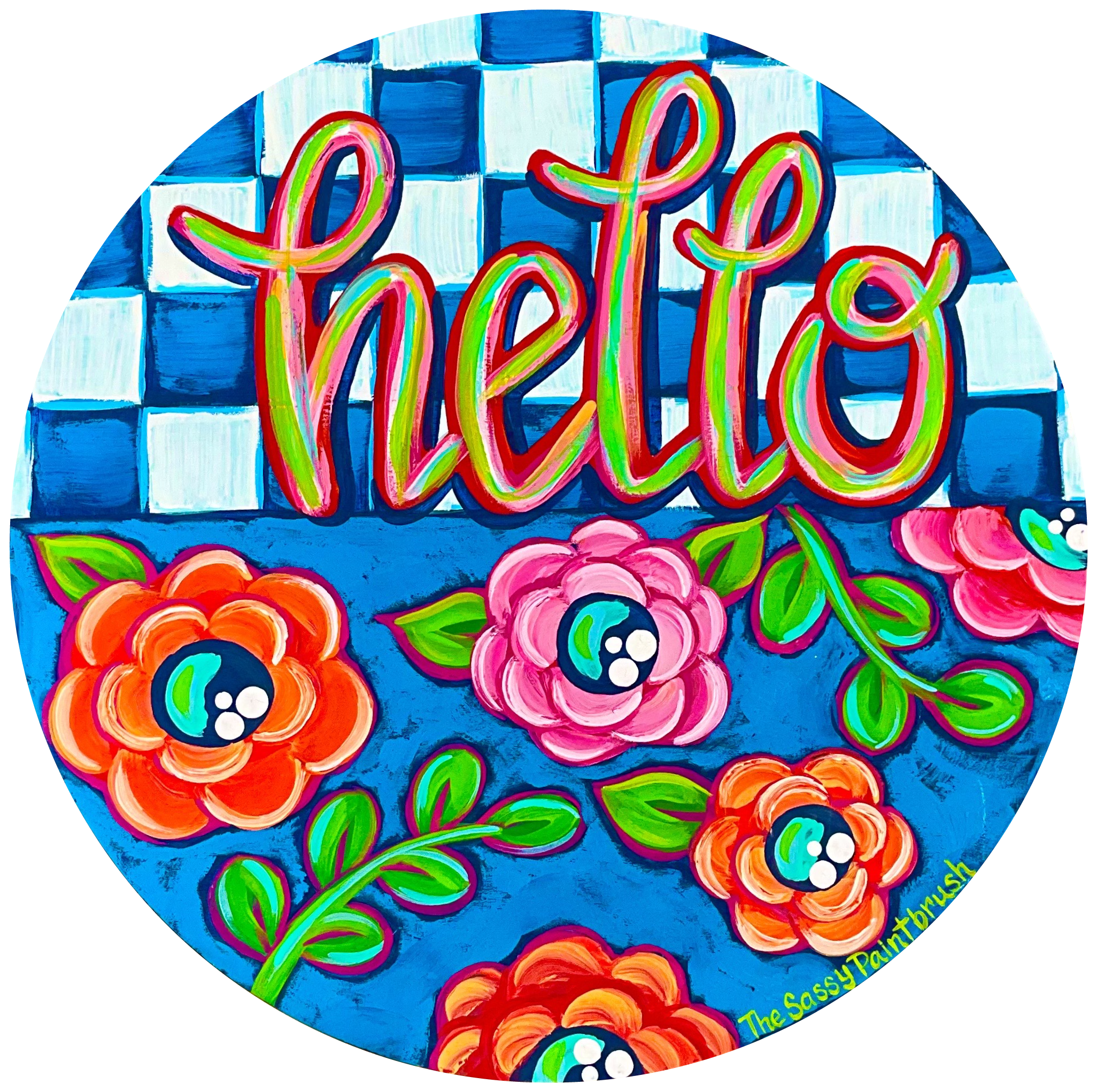SASSY PAINTBRUSH COLORFUL HELLO CIRCLE