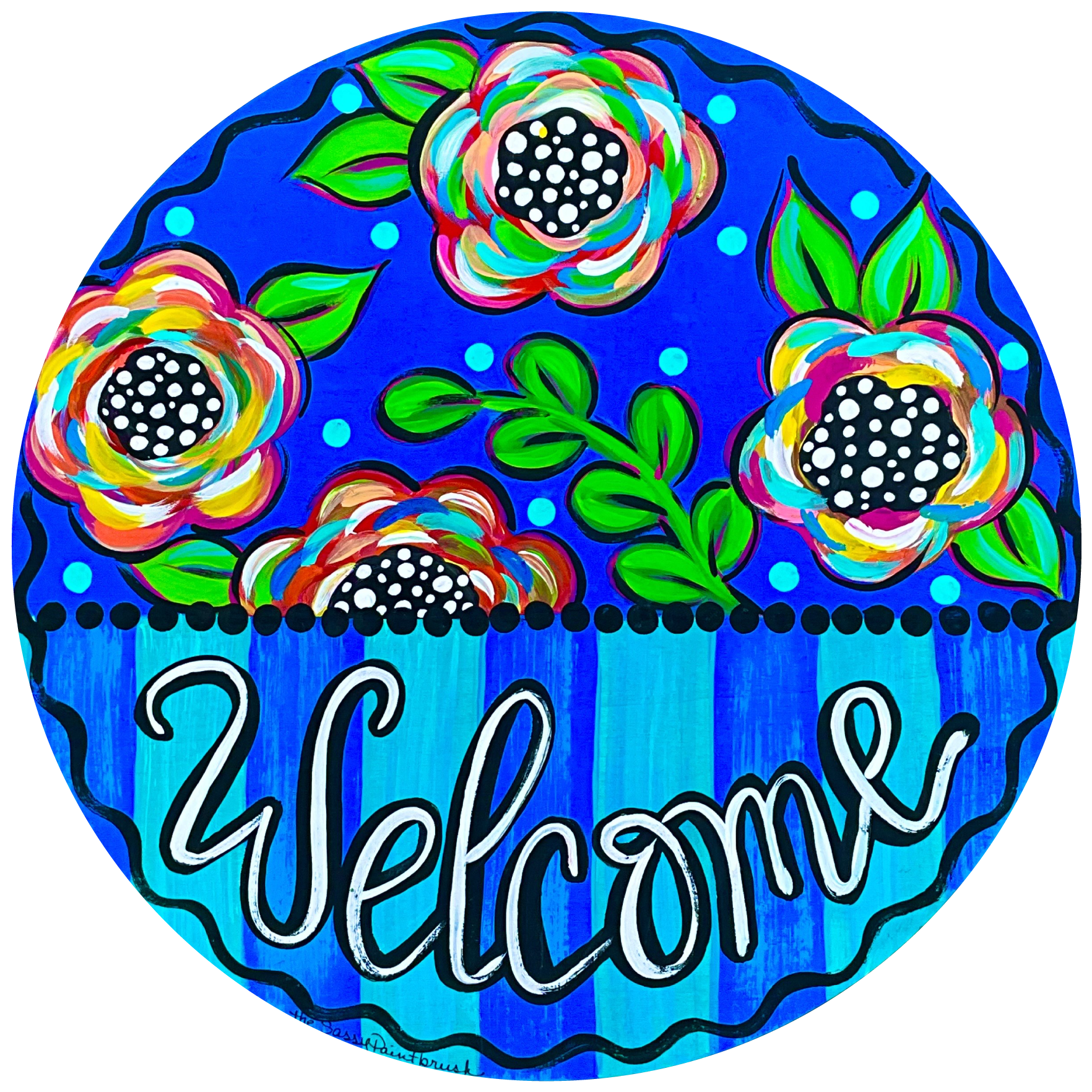 SASSY PAINTBRUSH COLORFUL BLUES WELCOME