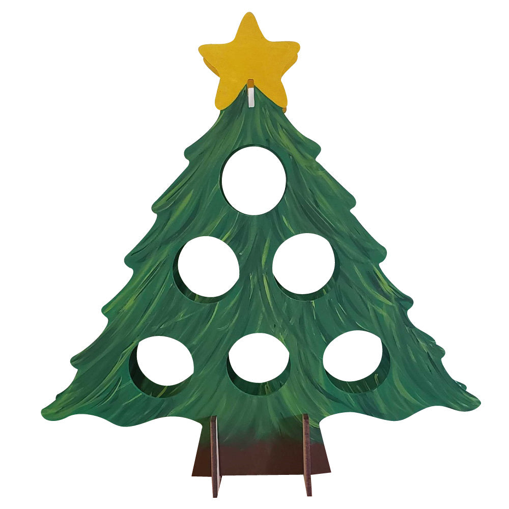 3D Spirit Christmas Tree MDF Cutout With Six Spirit Bottle Holders - Unfinished For DIY