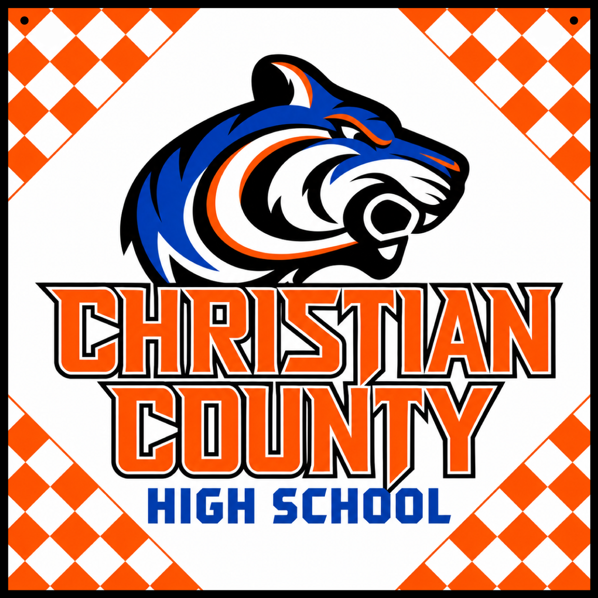 ANGELA GIBBS ORANGE WHITE SQUARE WITH CHRISTIAN COUNTY HIGH SCHOOL