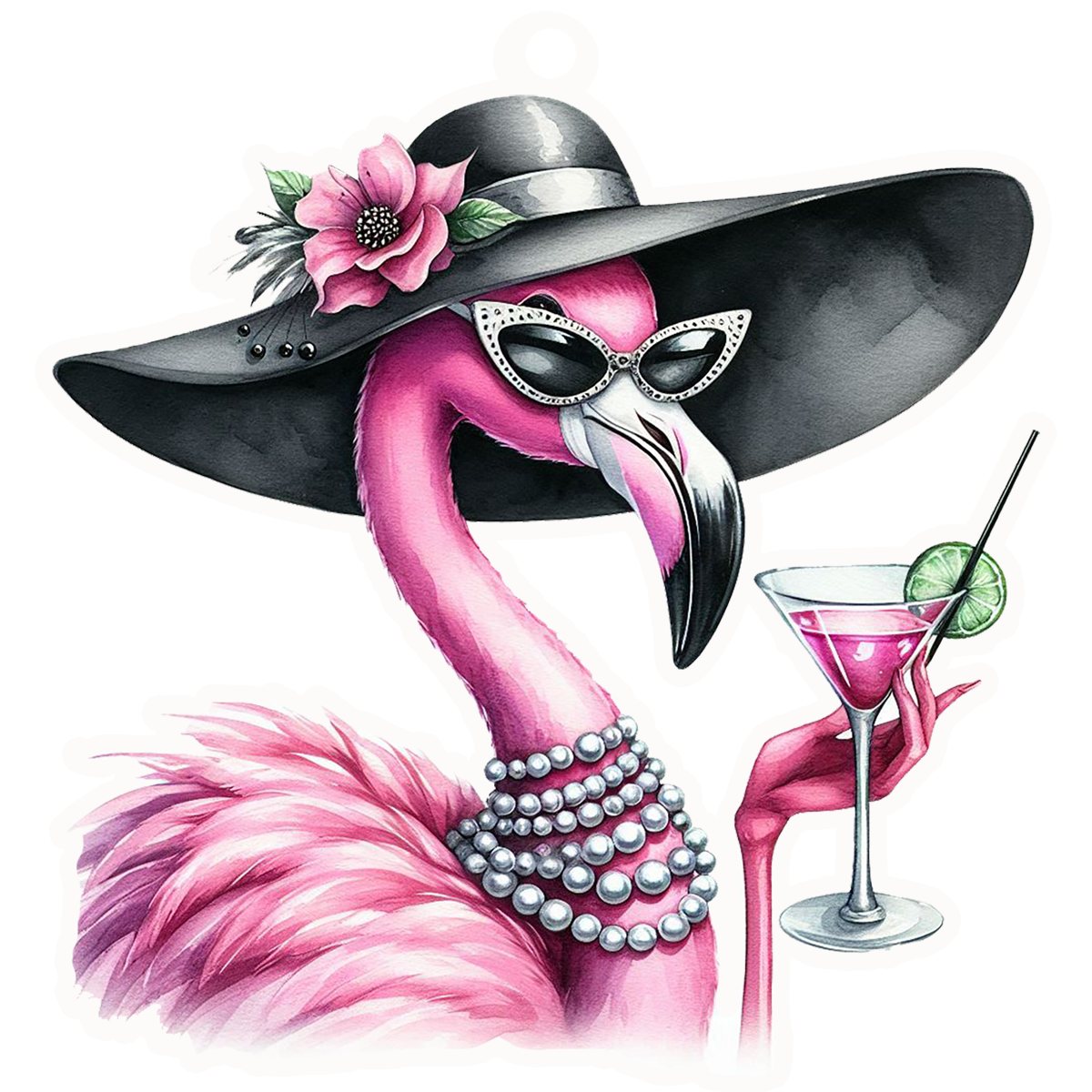 SASSY TALKIN FLAMINGO WITH DRINK