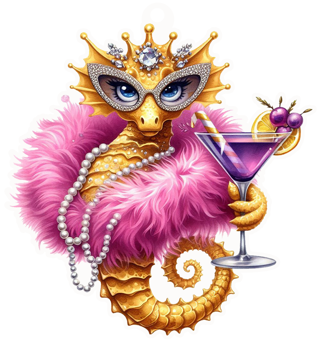 SASSY TALKIN SEAHORSE WITH PURPLE DRINK