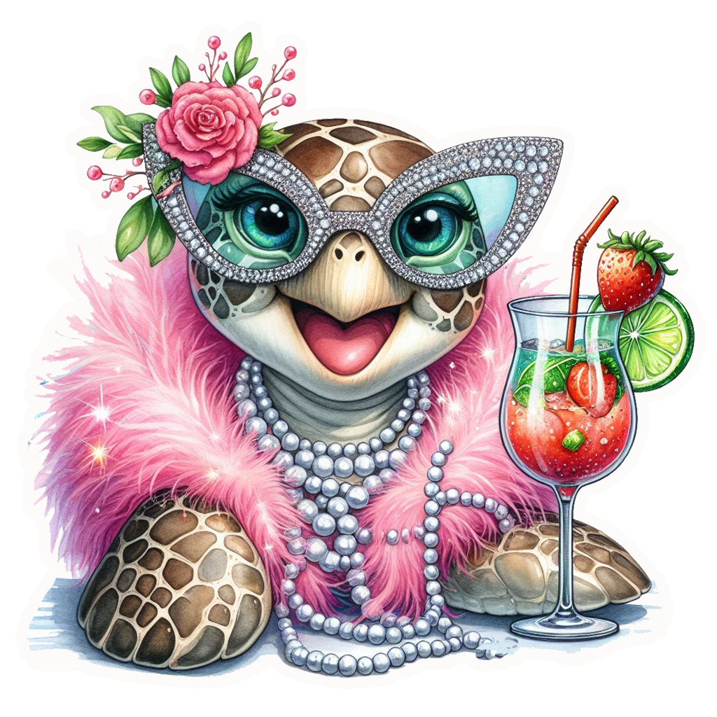 SASSY TALKIN TURTLE WITH STRAWBERRY DRINK