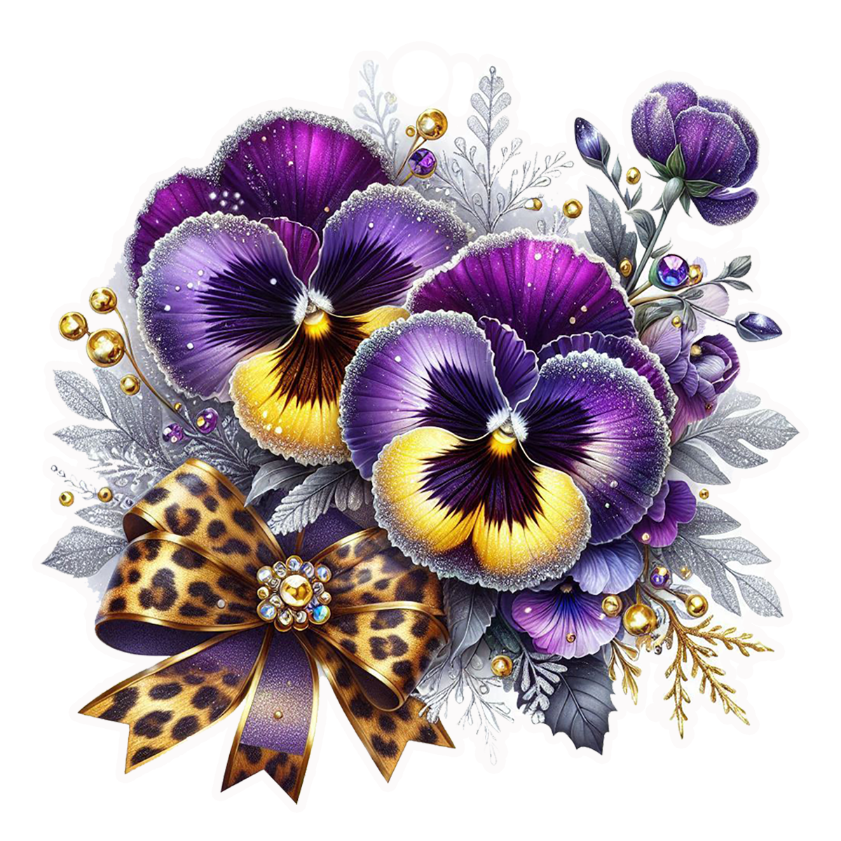 SASSY TALKIN PANSY WITH LEOPARD BOW