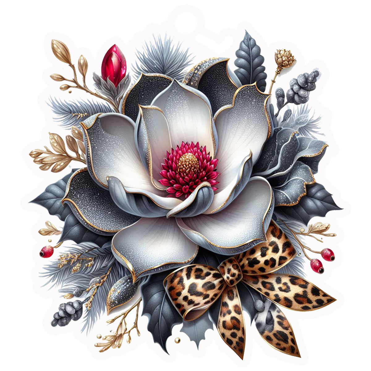 SASSY TALKIN FLOWER WITH LEOPARD BOW