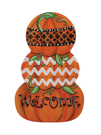 Basic Shape Stacked Pumpkin MDF Cutout Three-Pumpkin Silhouette - Unfinished For DIY
