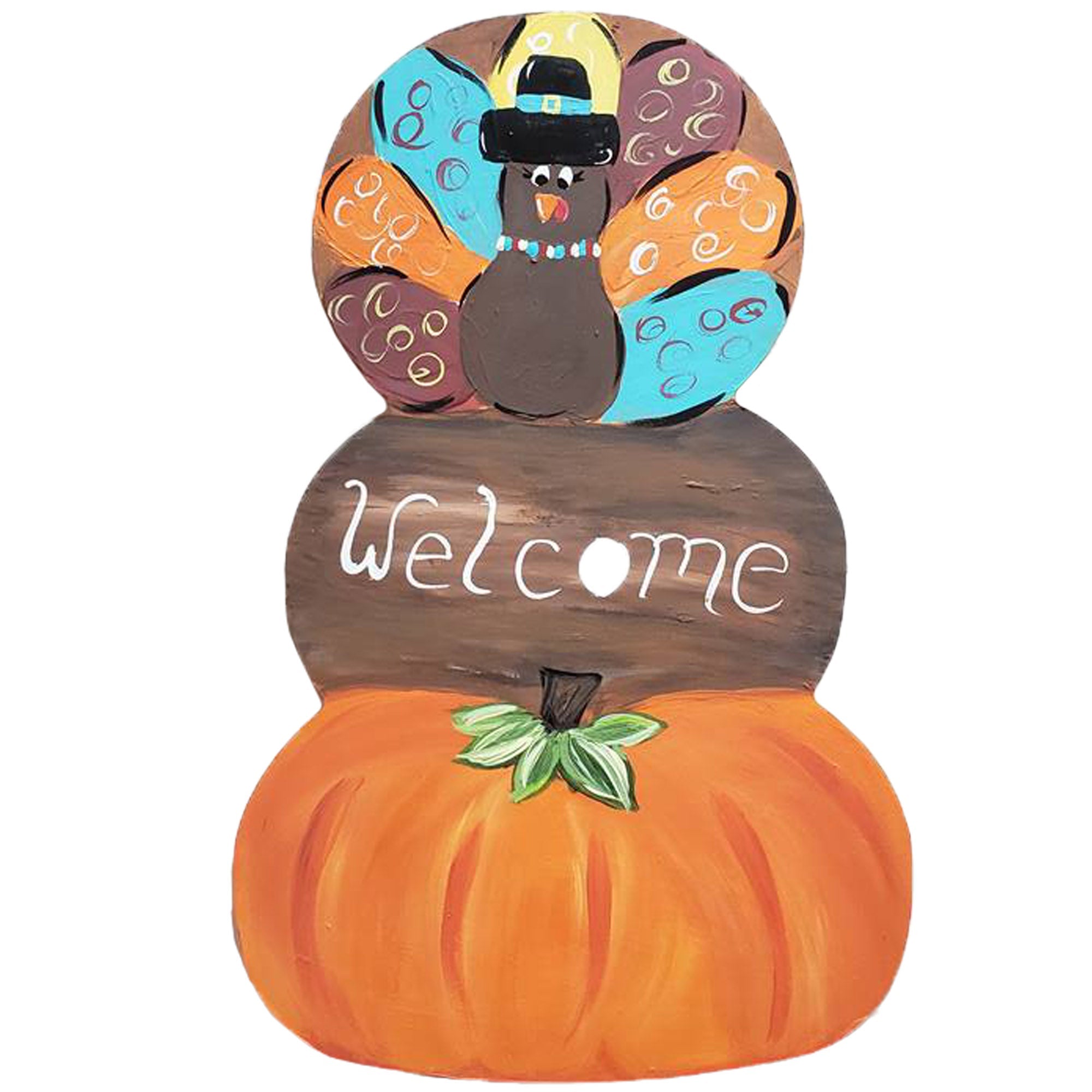 Basic Shape Stacked Pumpkin MDF Cutout Three-Pumpkin Silhouette - Unfinished For DIY