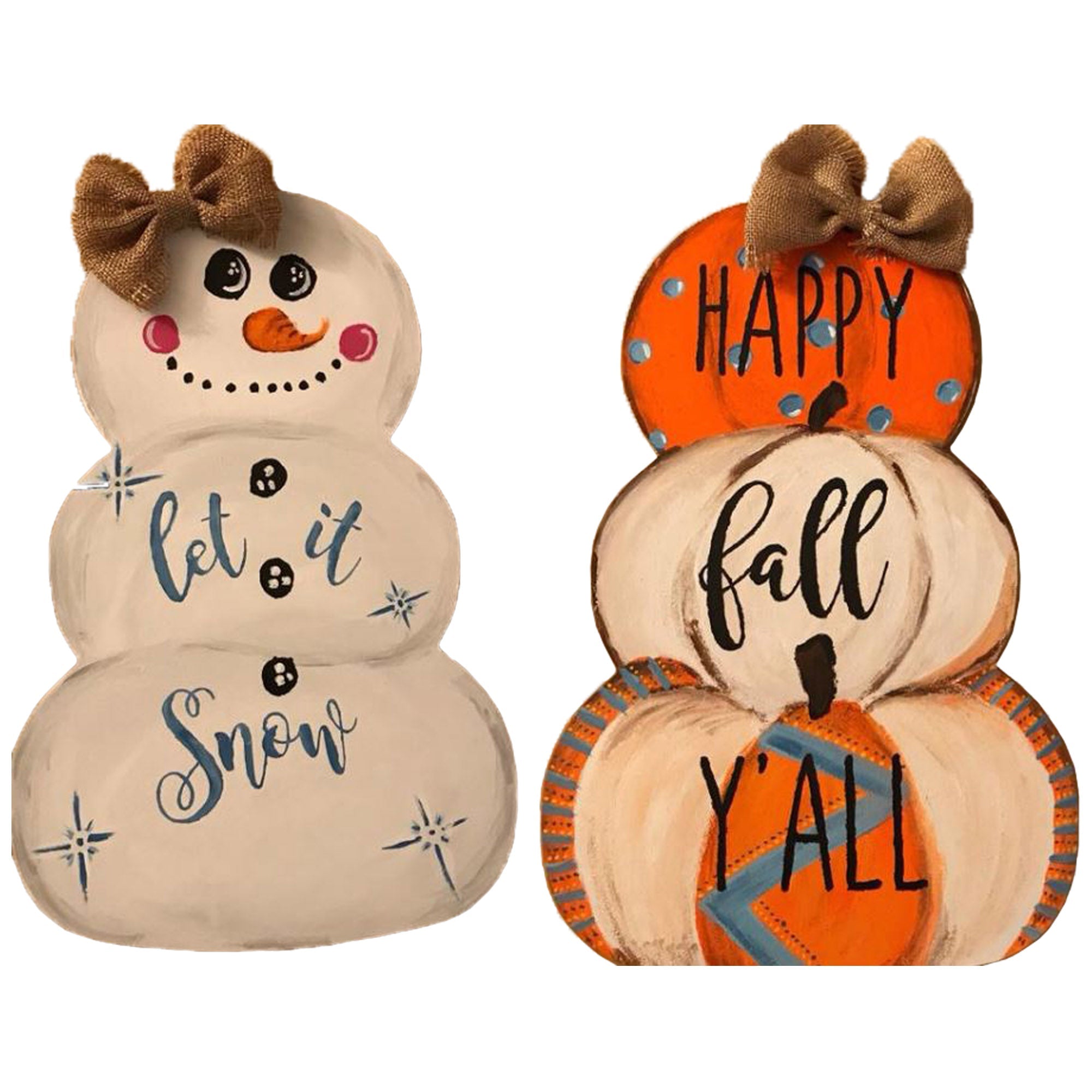 Basic Shape Stacked Pumpkin MDF Cutout Three-Pumpkin Silhouette - Unfinished For DIY