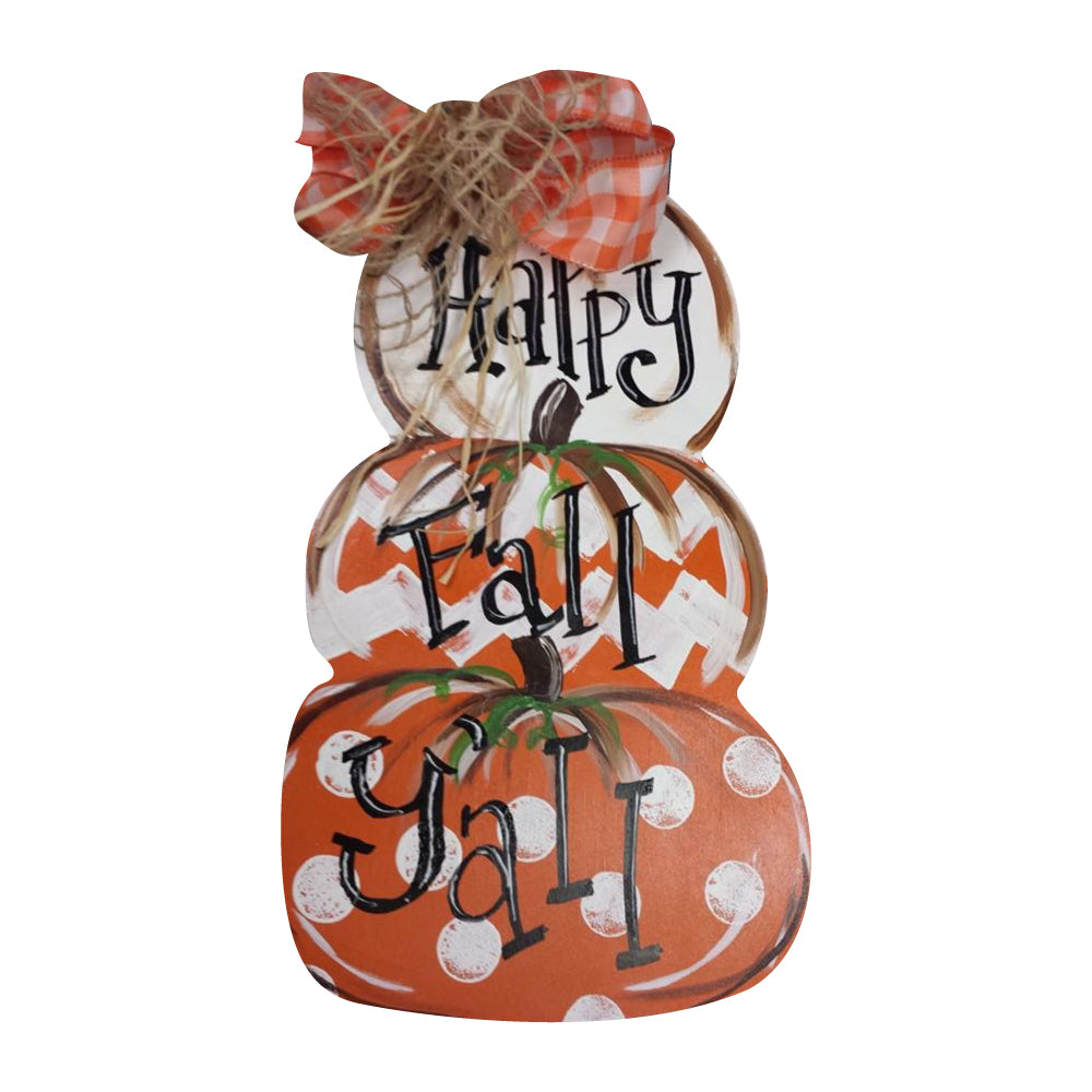 Basic Shape Stacked Pumpkin MDF Cutout Three-Pumpkin Silhouette - Unfinished For DIY