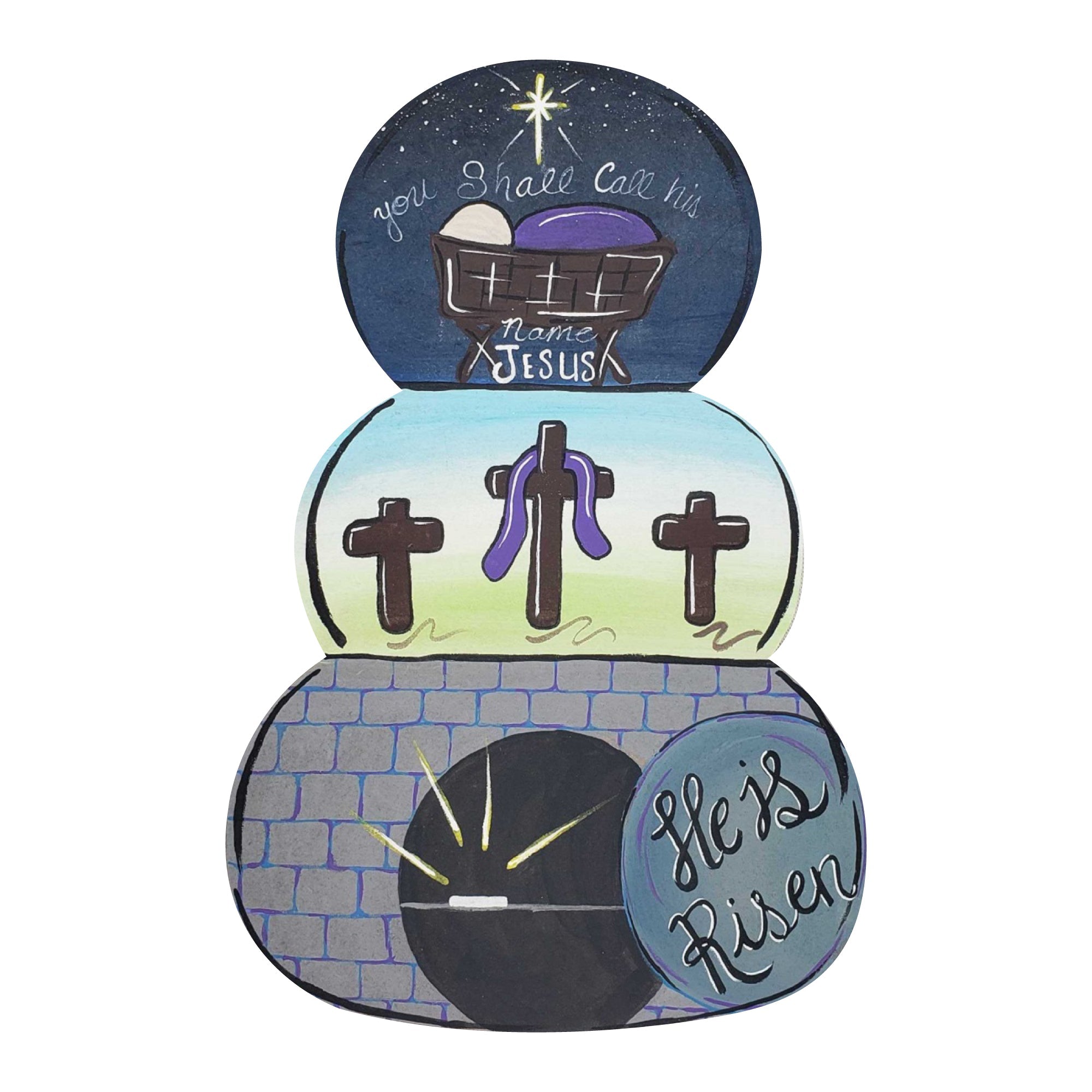 Basic Shape Stacked Pumpkin MDF Cutout Three-Pumpkin Silhouette - Unfinished For DIY