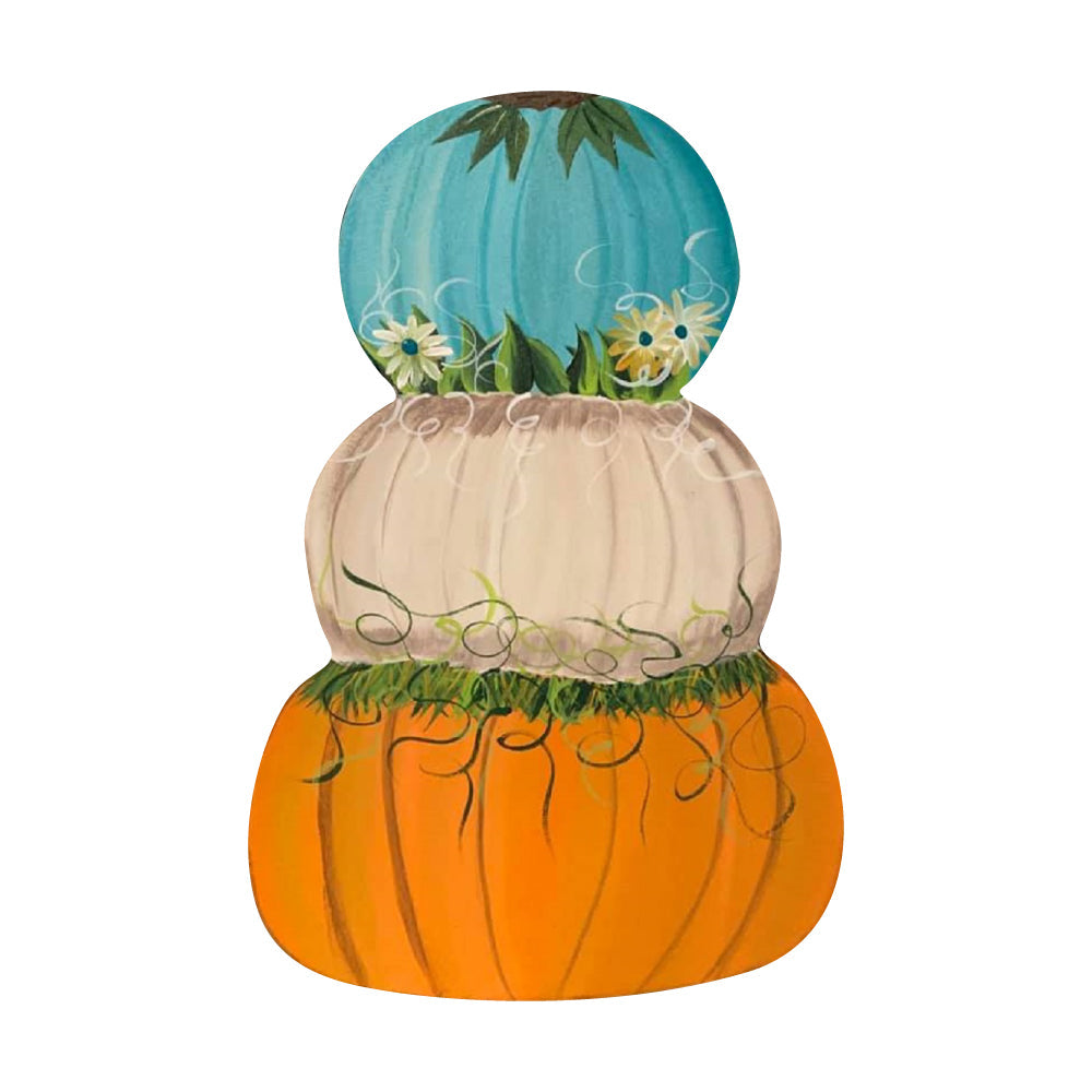 Basic Shape Stacked Pumpkin MDF Cutout Three-Pumpkin Silhouette - Unfinished For DIY