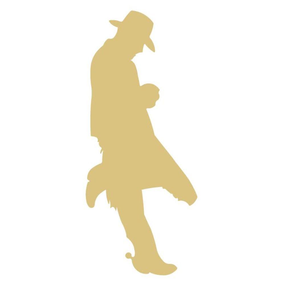 Basic Shape Standing Cowboy MDF Cutout Silhouette - Unfinished For DIY