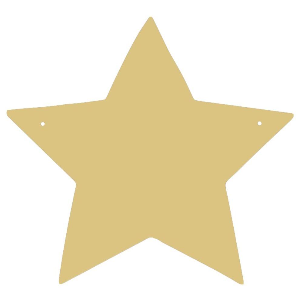 Basic Shape Star MDF Cutout Hanging Holes Silhouette - Unfinished For DIY