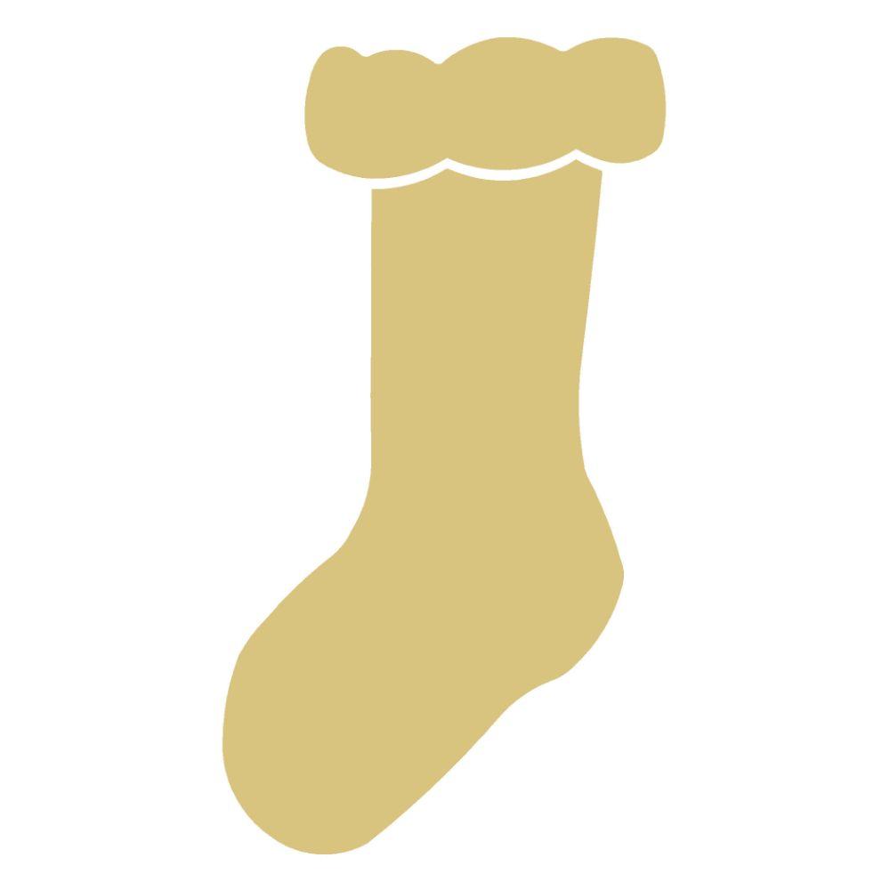 Basic Shape Stocking MDF Cutout Ruffled Cuff Silhouette - Unfinished For DIY