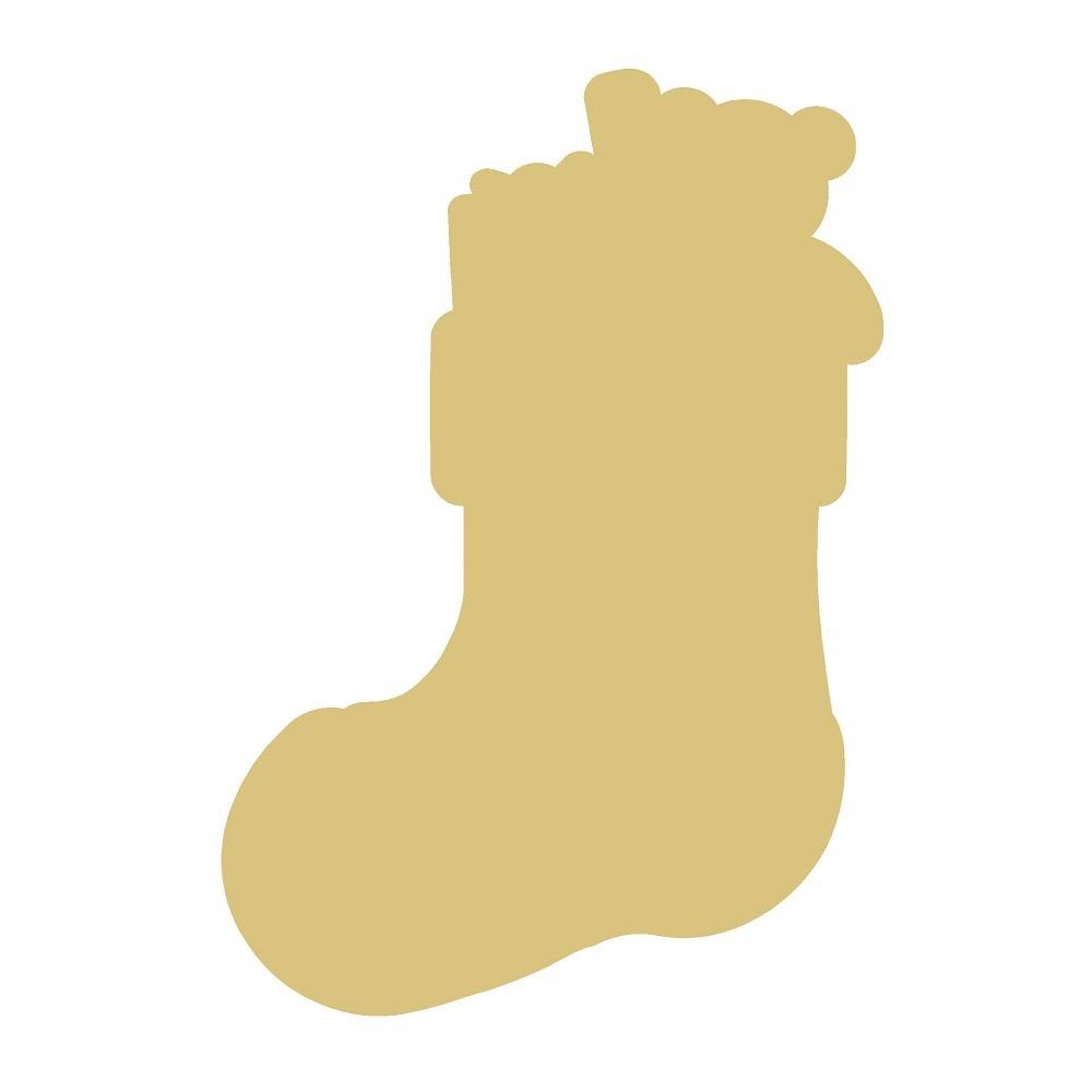 Basic Shape Stocking MDF Cutout Holiday Silhouette Style 4 - Unfinished For DIY