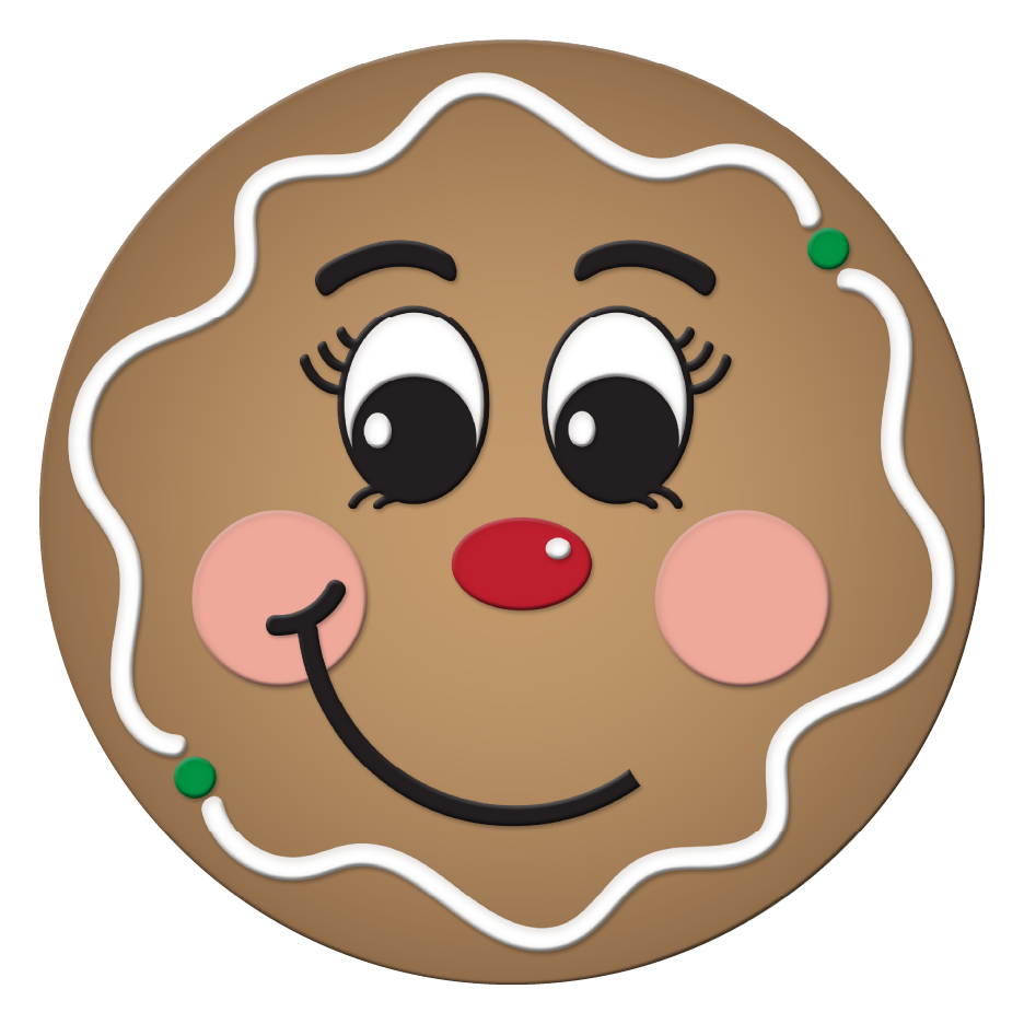 Diva Watt Designs: GINGERBREAD FACE WITH SIDE SMILE & GREEN DOTS