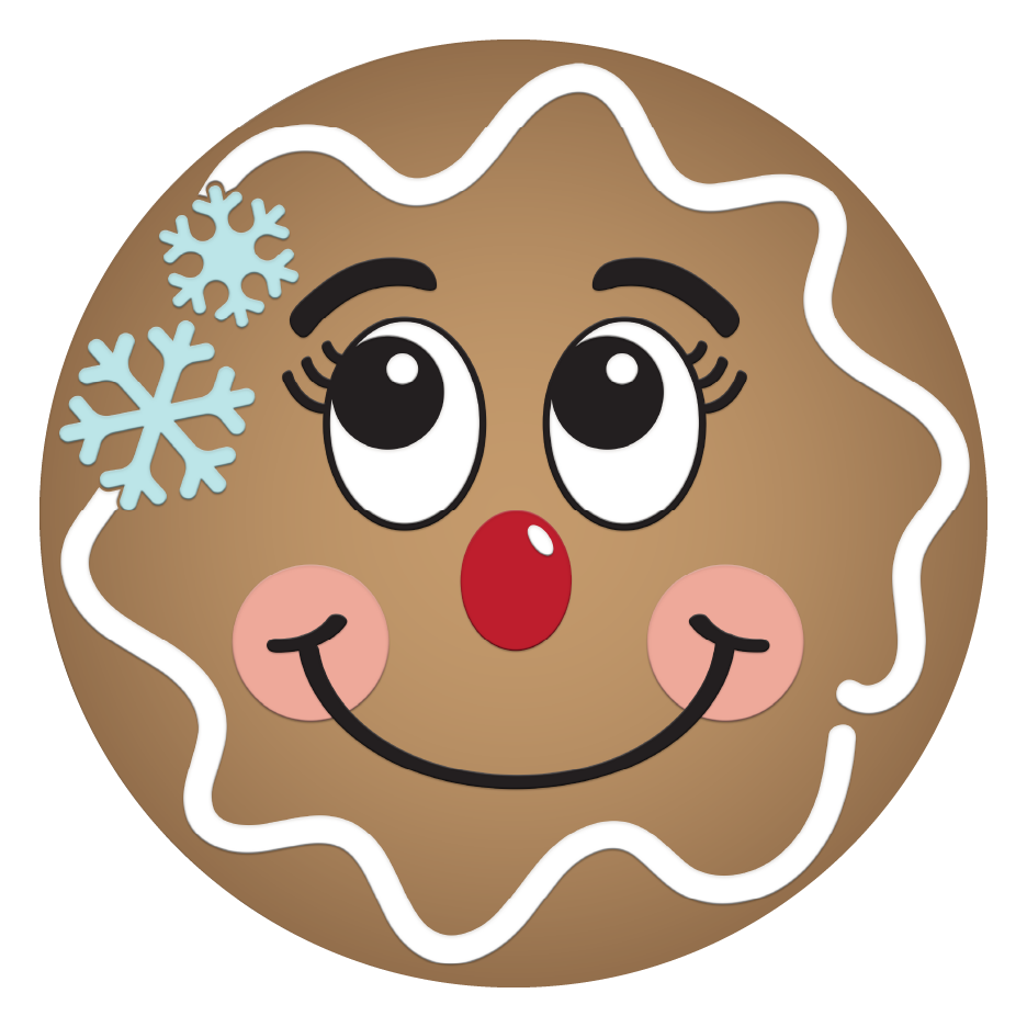 Diva Watt Designs: GINGERBREAD FACE WITH SNOWFLAKES