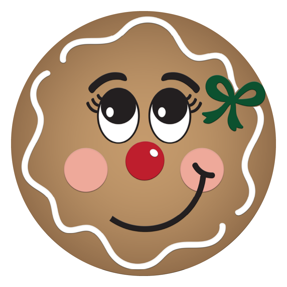 Diva Watt Designs: GINGERBREAD FACE WITH GREEN BOW