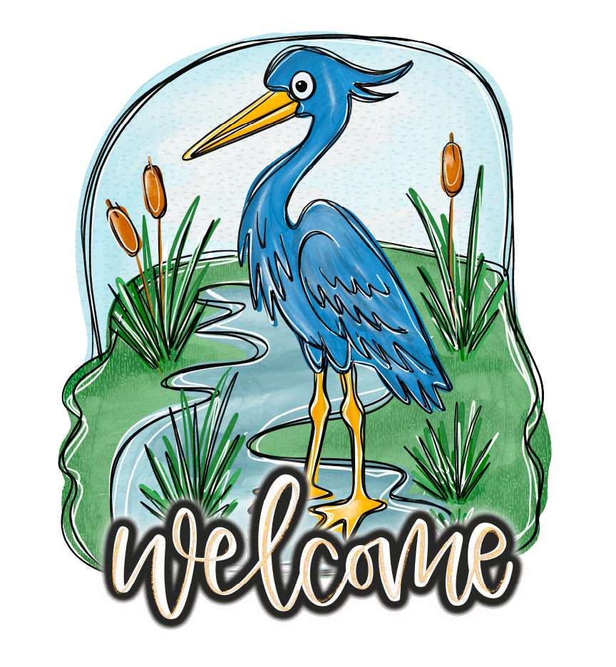 Diva Watt Designs: WELCOME BLUE HERON