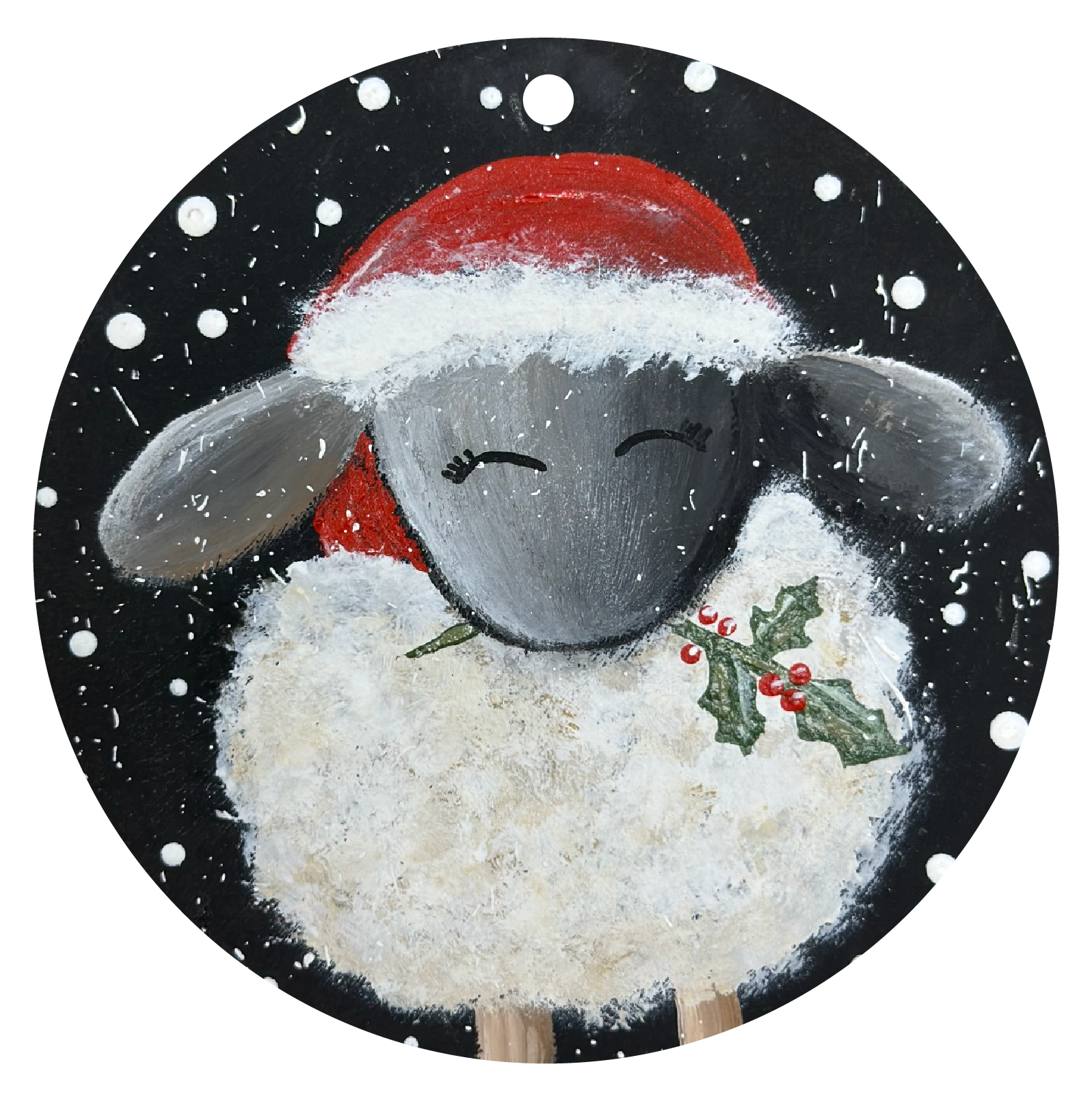 SPRINKLED WITH HEARTS CIRCLE LAMB WITH HOLLY