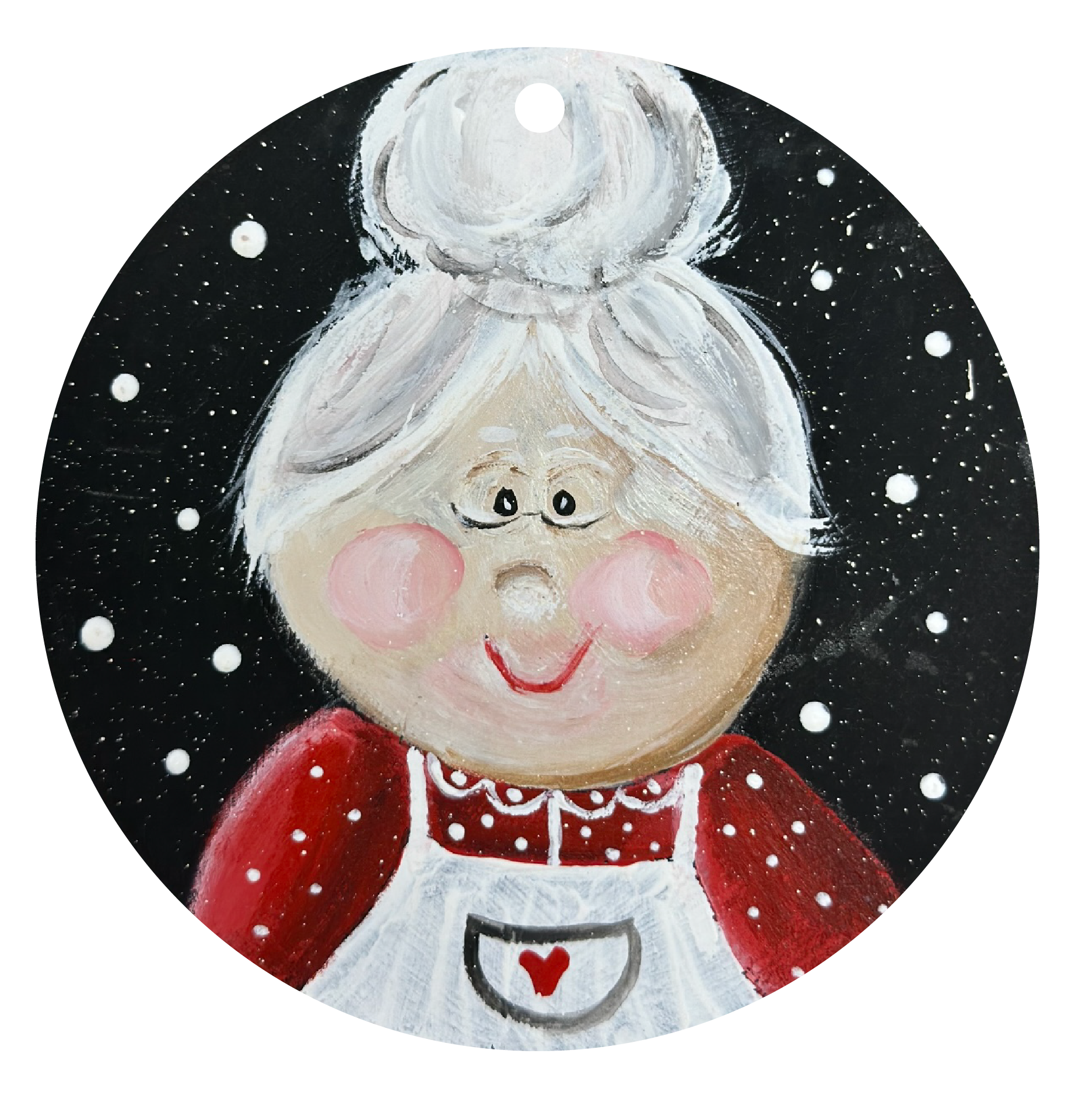 SPRINKLED WITH HEARTS CIRCLE MRS CLAUSE